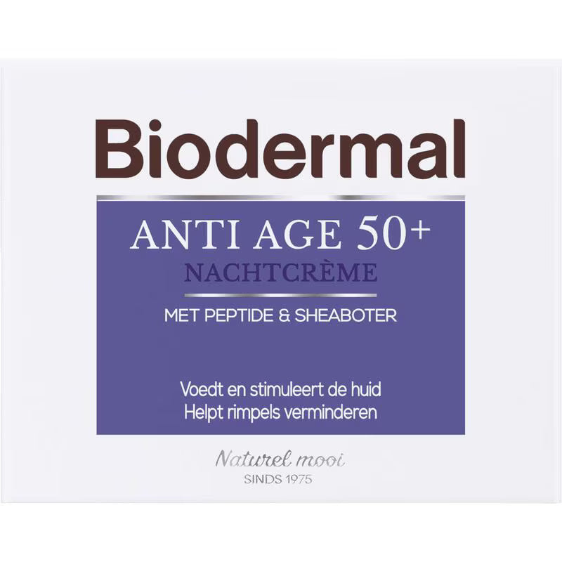 3x Biodermal Anti Age nachtcrème 50+ - met niacinamide & sheaboter - 50ml