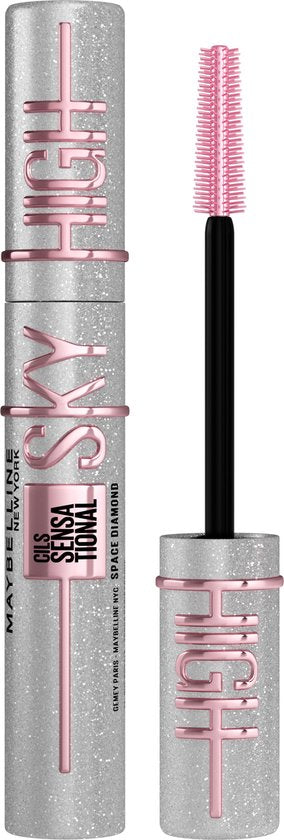 Maybelline New York Lash Sensational Sky High Mascara Space Diamond Glitter Topcoa en natuurlijk ogend volume