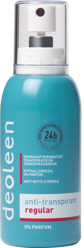 Deoleen Anti-transpirant - Pompspray Regular - 0% parfum - 4 stuks