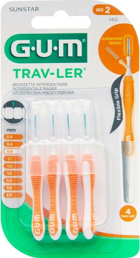 3 x GUM Trav-Ler Ragers Orange 0,9 mm blister de 4