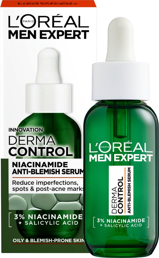 L'Oréal Paris Men Expert Derma Control Serum - Tegen oneffenheden, pigmentvlekken en acne - met niacinamide en salicylzuur - 30ml