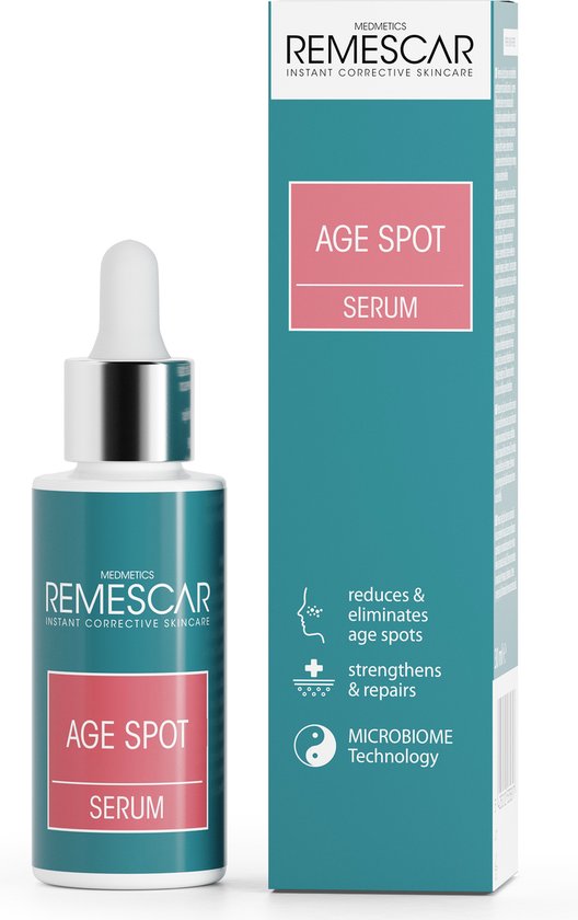 Remescar Age Spot Serum - Serum tegen Ouderdomsvlekken, Ouderdomsvlekken verwijderen Serum met bakuchiol, pigmentblokkerende-suikers en aminozuur, Klinisch bewezen Hyperpigmentatie Serum om pigmentvlekken te verwijderen, 30ml