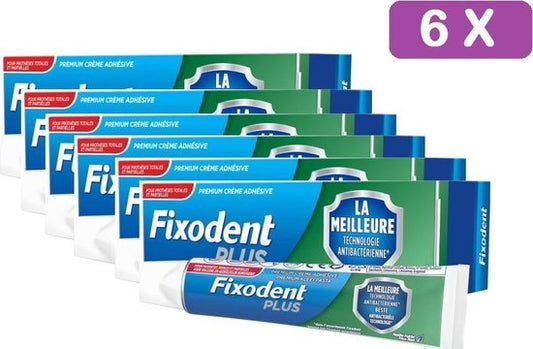 6x Fixodent Plus Duo Protection Antibactérien - 40 grammes