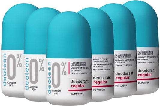 Deoleen 0% aluminium - Roller Regular - Deodorant - 50 ml 6 pack