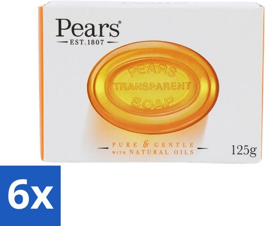 6 x Pears - Zeep - Transparant - Zacht - 125 Gr - Munt Zeep - Verfrissende Zeep - Reinigende Zeep - Pears Zeep - Groene Munt