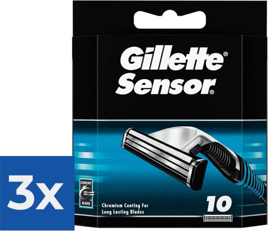 Lames de rasoir Gillette Sensor pour hommes - 10 lames de rechange - Lot de 3