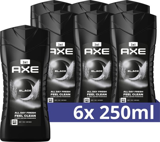 AXE 3-in-1 Douchegel - Black - 6 x 250 ml - Voordeelverpakking