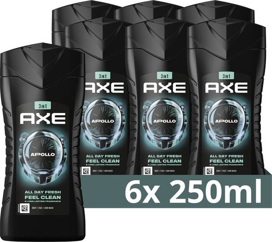 Axe 3-in-1 Douchegel - Apollo - 6 x 250 ml - Voordeelverpakking