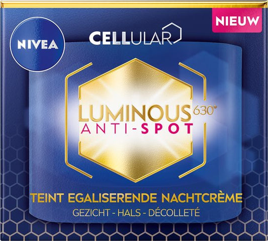 NIVEA Cellular LUMINOUS 630 Crème de Nuit Lissante Anti-Taches Visage - 50 ml
