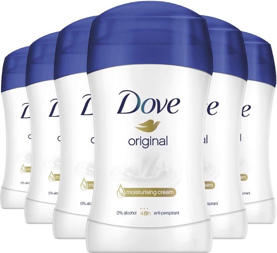 Dove Original Deodorant Stick - Anti Transpirant met 0% Alcohol - 48 Uur Zweetbescherming - 6-Pack