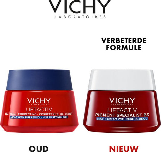 Vichy Liftactiv B3 Teint Egaliserende Nachtcrème - Voor elk huidtype met pure Retinol en Niacinamide - 50ml