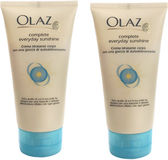 Olaz Complete Everyday Sunshine – Hydraterende Bodycrème met Zelfbruinende Werking en SPF 15 – 2x150 ml Voordeelverpakking – Voor een Natuurlijke Zonne-Gloed