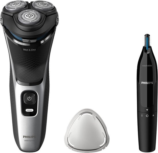 Philips Series 3000 - Scheerapparaat Mannen met Trimmer - Inclusief Neustrimmer - Waterdicht