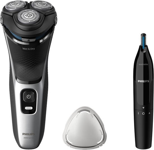 Philips Series 3000 - Scheerapparaat Mannen met Trimmer - Inclusief Neustrimmer - Waterdicht