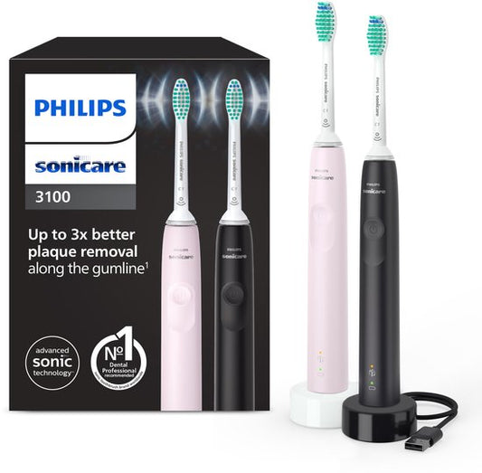 Philips Sonicare Series 3100 - Noir et rose - Duopack - HX3675/15