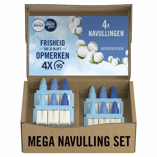 AmbiPur/Febreze 3Volution - Katoen Bloesem - Elektrische Luchtverfrisser - 4 x navulling