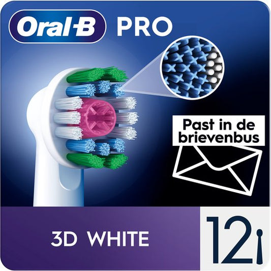 Brossettes de brossage Oral-B 3D White Pro avec technologie CleanMaximizer - 12 pièces - Emballage boîte aux lettres