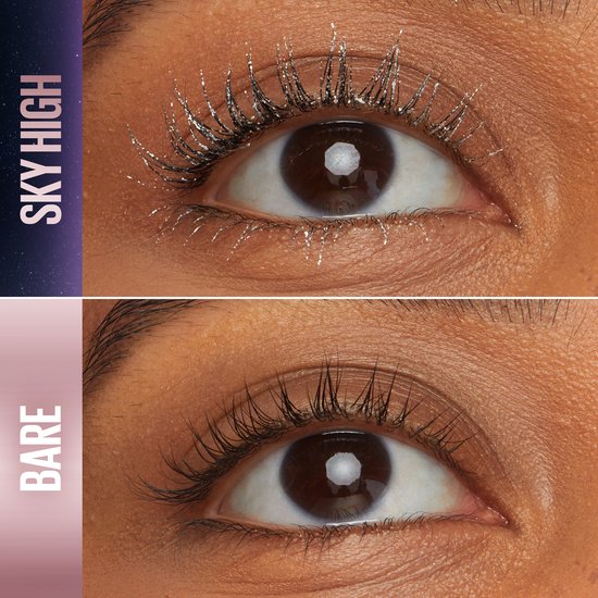 Maybelline New York Lash Sensational Sky High Mascara Space Diamond Glitter Topcoa en natuurlijk ogend volume