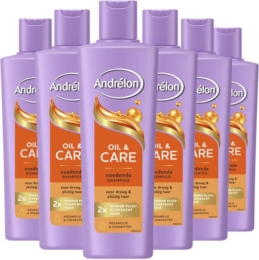 Andrélon Shampoo - Oil & Care - verrijkt met arganolie en marula-olie - 6 x 250 ml