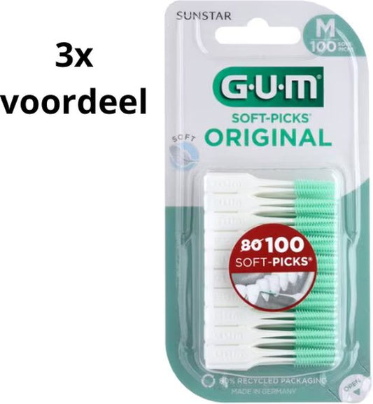 GUM Soft-Picks Original Regular / Medium - 3 x 100 pièces