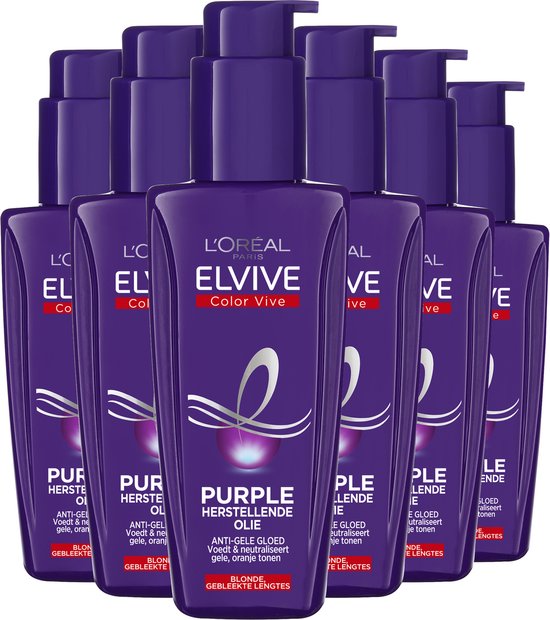 6 x L’Oréal Paris Elvive Color Vive Purple Oil Serum - Blond & Grijs haar - 100ml