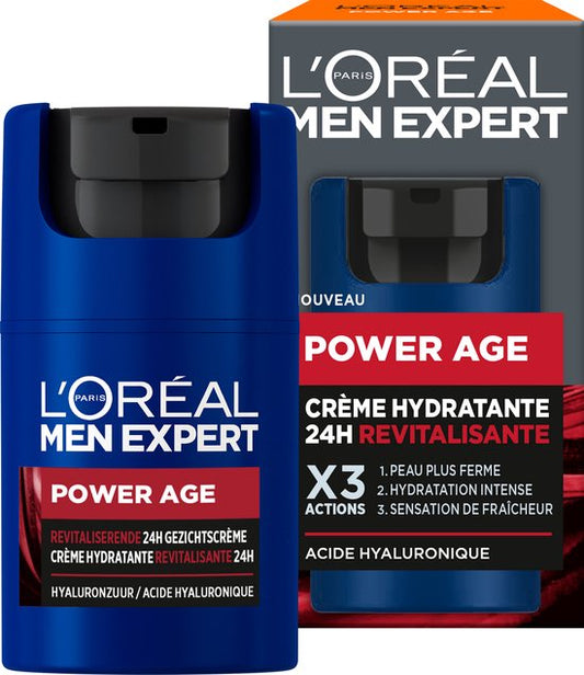 L'Oréal Paris Men Expert Power Age - Crème Visage Hydratante Anti-Âge - pour peaux sèches présentant des signes de vieillissement - 50 ml