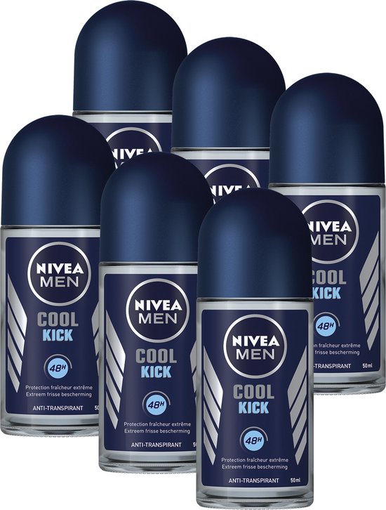 NIVEA MEN Cool Kick Anti-Transpirant Deo Roller Voordeelverpakking - 6 x 50 ml