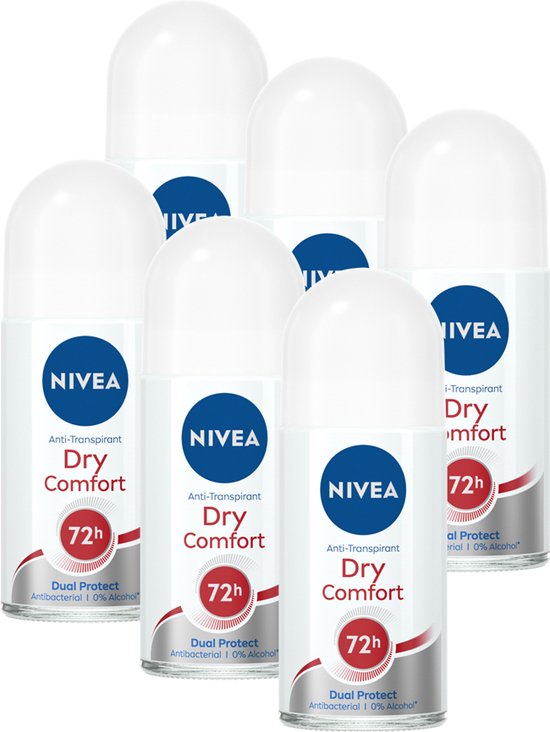 NIVEA Dry Comfort Anti-Transpirant Deo Roller - Deodorant - 6 x 50 ml