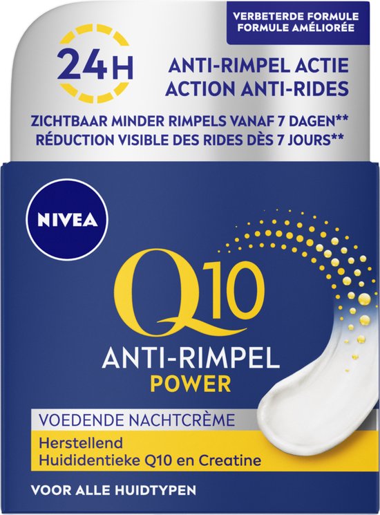 NIVEA Q10 POWER Anti-Rimpel Nachtcrème - Crème Verrijkt met Q10 en Creatine - 50 ml