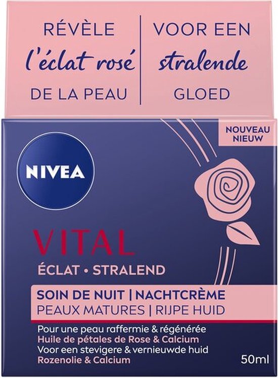 NIVEA Vital Stralende Nachtcrème Gezicht - Voedende Crème - 50ml