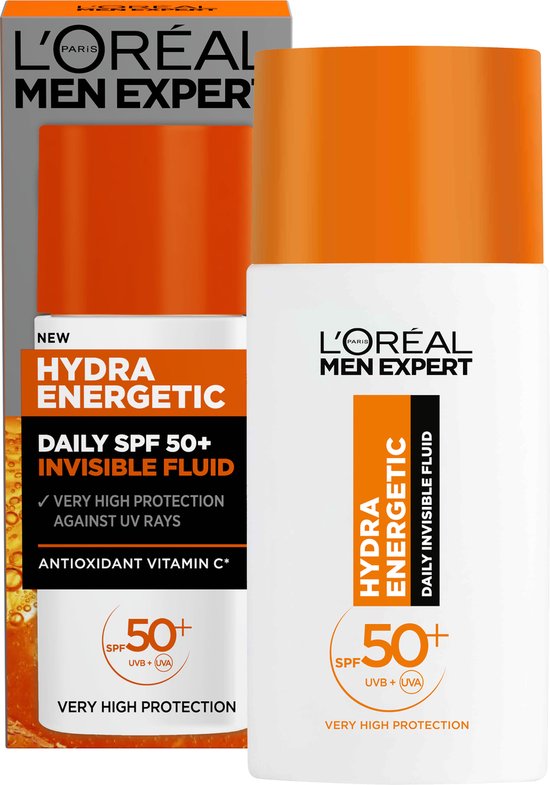 L'Oreal Paris Men Expert Hydra Energetic Daily UV Fluid SPF50+ met Vitamine C* - 50ml - Beschermt je hui
