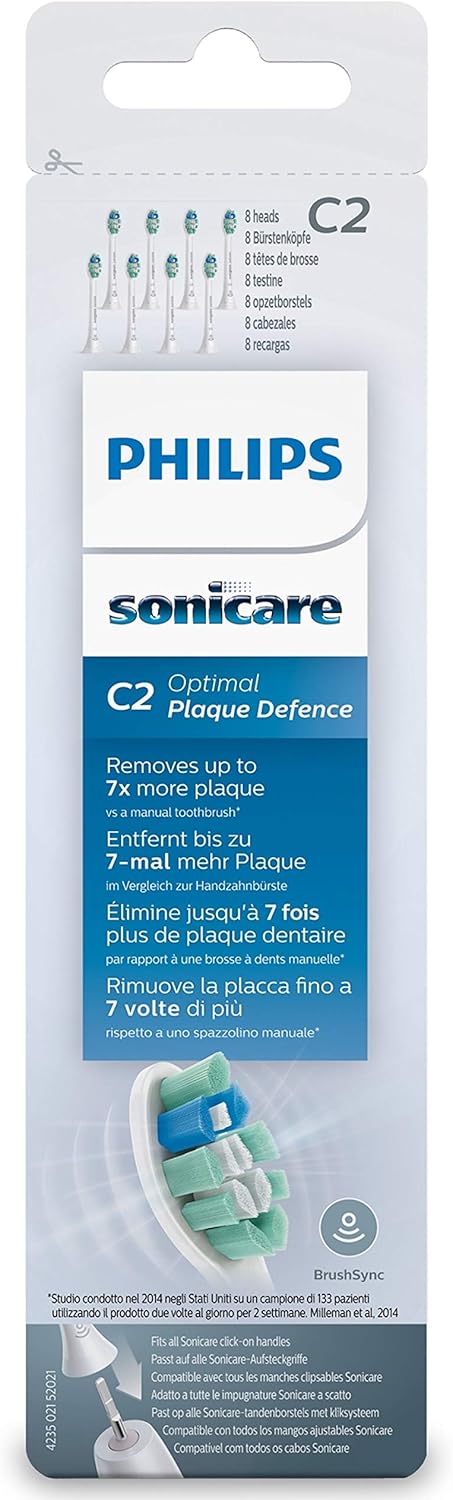 Têtes de brosse à dents Philips Sonicare C2 avec protection optimale des plaques - Lot de 8