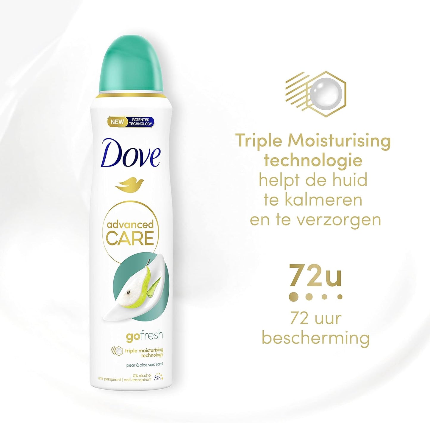 Dove Advanced Care Go Fresh Pear & Aloe Vera Anti-Transpirant Deodorant Spray, biedt tot 72 uur bescherming tegen zweet - 6 x 150 ml - Voordeelverpakking