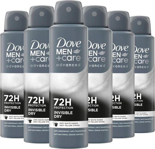 Dove Men+Care Advanced Invisible Dry Anti-Transpirant Deodorant Spray, biedt tot 72 uur bescherming tegen zweet - 6 x 150 ml - Voordeelverpakking