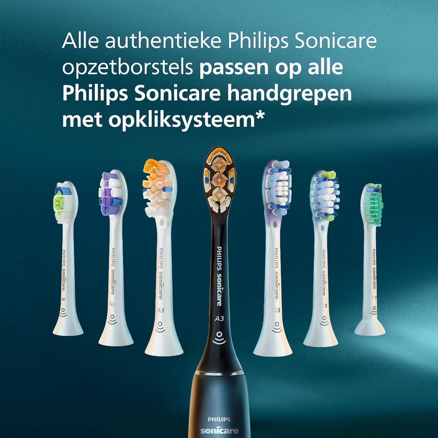 Philips Sonicare Originele standaard sonische C3 Premium Plague Defence -opzetborstels - verpakking van 4 stuks in zwart