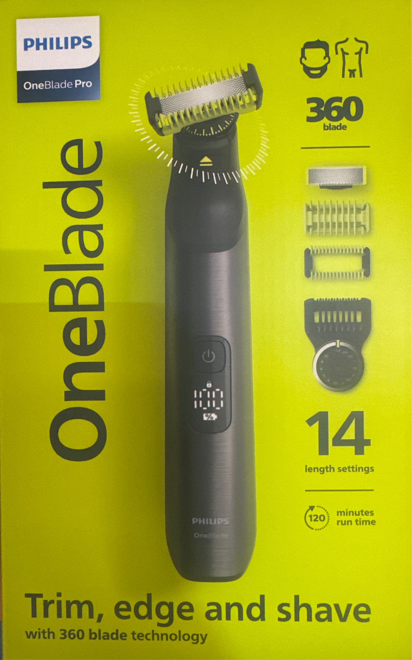 Philips OneBlade Pro 360 Face + Body – Zilver - Trimmer, scheerapparaat en styler in 1 - Inclusief opbergzakje