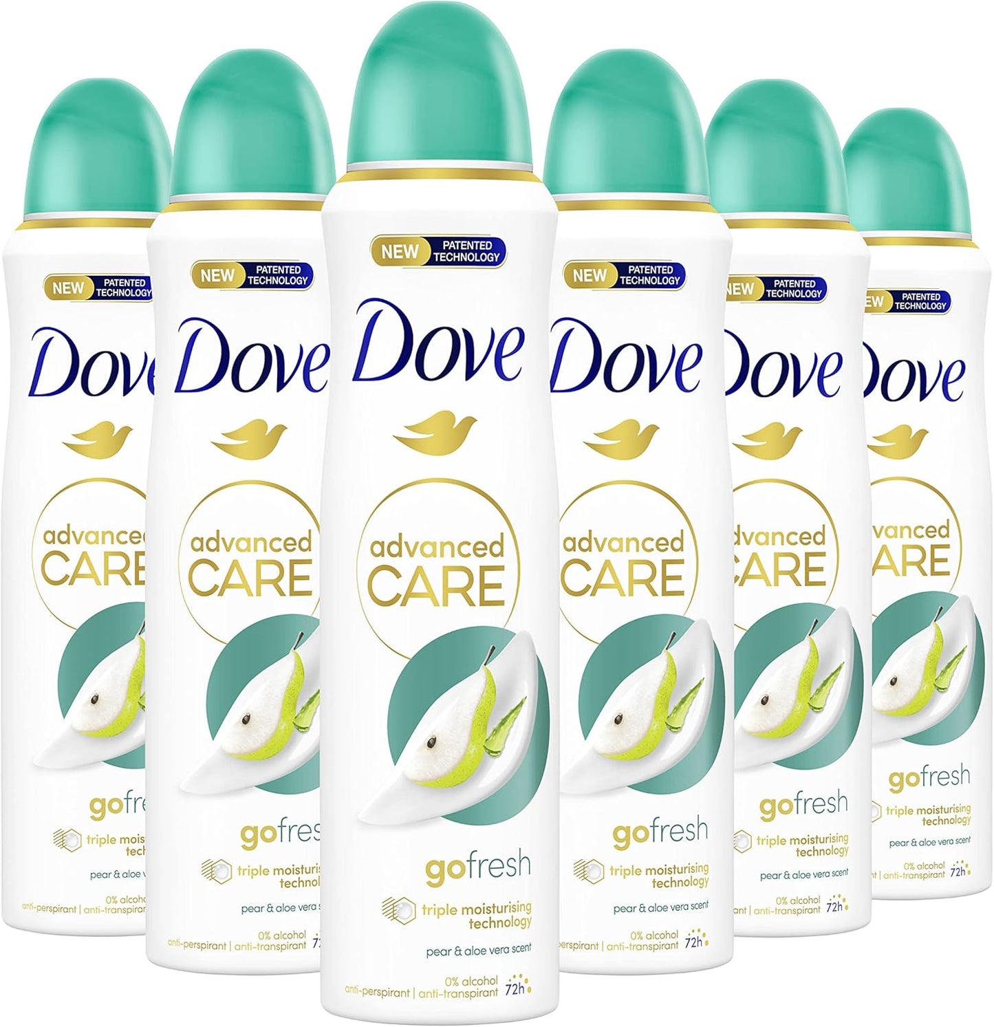 Dove Advanced Care Go Fresh Pear & Aloe Vera Anti-Transpirant Deodorant Spray, biedt tot 72 uur bescherming tegen zweet - 6 x 150 ml - Voordeelverpakking
