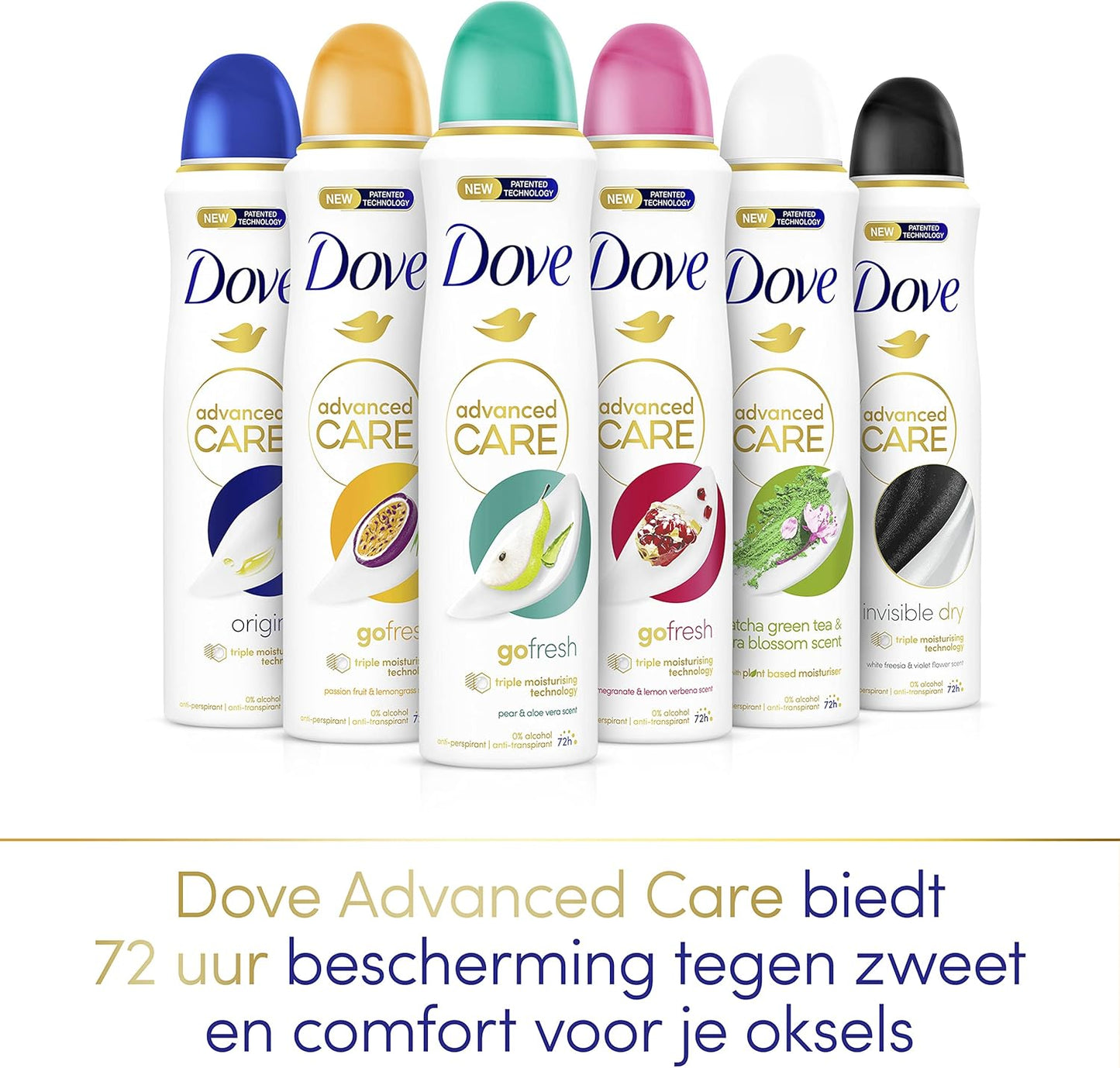 Dove Advanced Care Go Fresh Pear & Aloe Vera Anti-Transpirant Deodorant Spray, biedt tot 72 uur bescherming tegen zweet - 6 x 150 ml - Voordeelverpakking