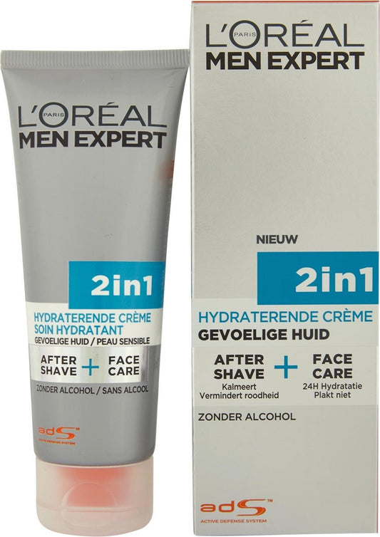 L'Oréal Men Expert Hydra Sensitive Crème Après-Rasage et Visage 2 en 1 - 75 ml