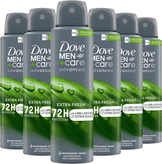 Dove Men+Care Advanced Extra Fresh Anti-Transpirant Deodorant Spray, biedt tot 72 uur bescherming tegen zweet - 6 x 150 ml - Voordeelverpakking