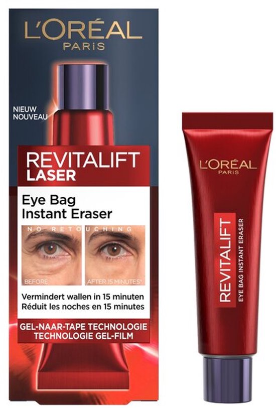 L'Oréal Paris Revitalift Laser Instant Eye Bag Eraser - Gladmakend en Straktrekkend effect - Vermindert Wallen - 15ml
