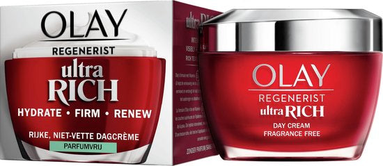 Olay Regenerist Ultra Rich Dagcrème - Vitamine B3 Peptide en Sheaboter - Parfumvrij - 50ml - Droge huid