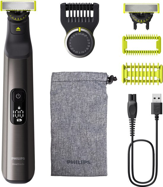 Philips OneBlade Pro 360 Face + Body – Zilver - Trimmer, scheerapparaat en styler in 1 - Inclusief opbergzakje