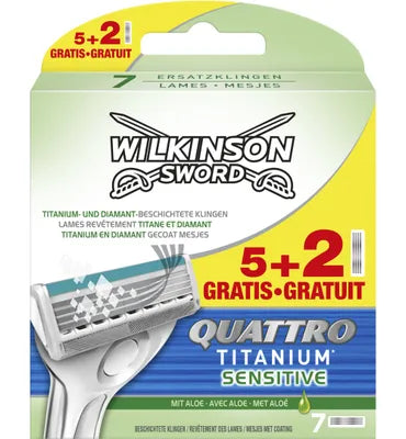 Wilkinson Quattro titanium sensitive mesjes 5+2 (7 stuks)