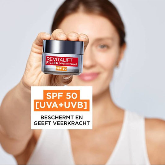 Crème de jour anti-âge Revitalift Filler de L'Oréal Paris - à l'acide hyaluronique - et SPF 50 - 50 ml