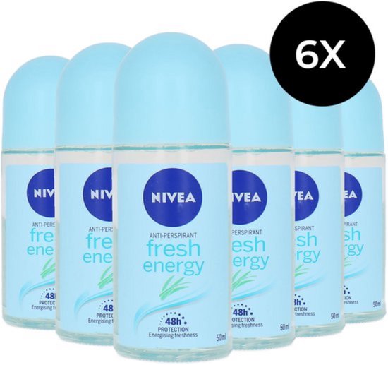 Nivea Deo Roll-on – Energy Fresh – Voordeelverpakking 50 ml (6 stuks)