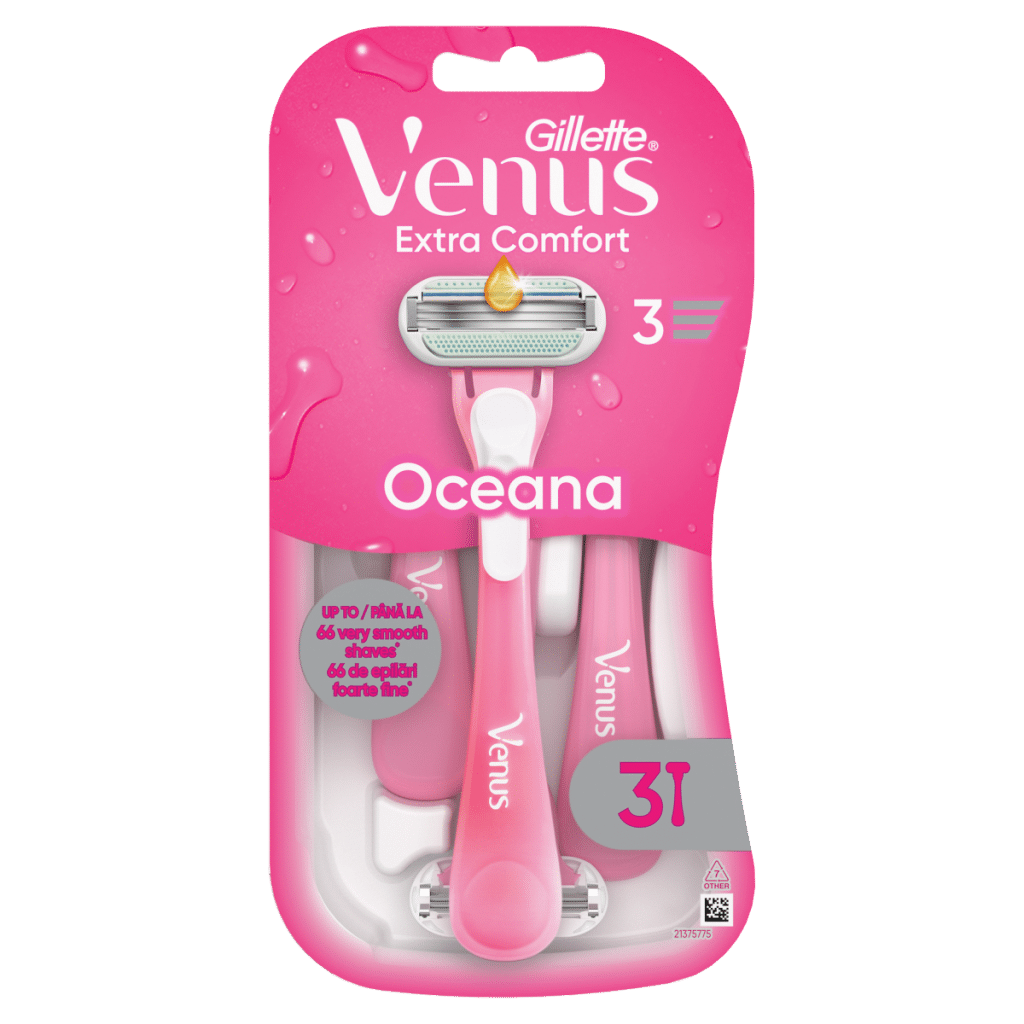 3 x Gillette Venus Extra Comfort Oceana Disposable Razors, Pack Of 3