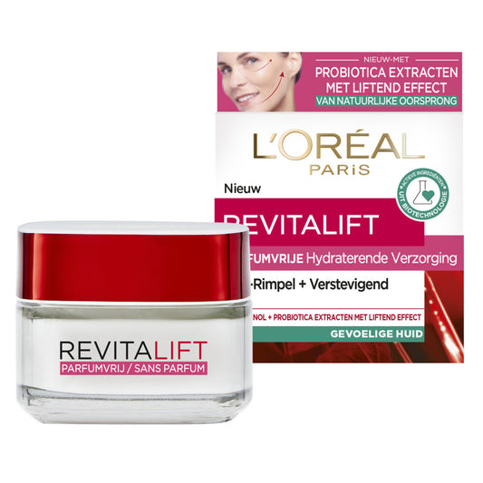 L'Oréal Paris Revitalift Fragrance free Dagcrème - 50ml - Anti-Rimpelcrème voor de gevoelige huid