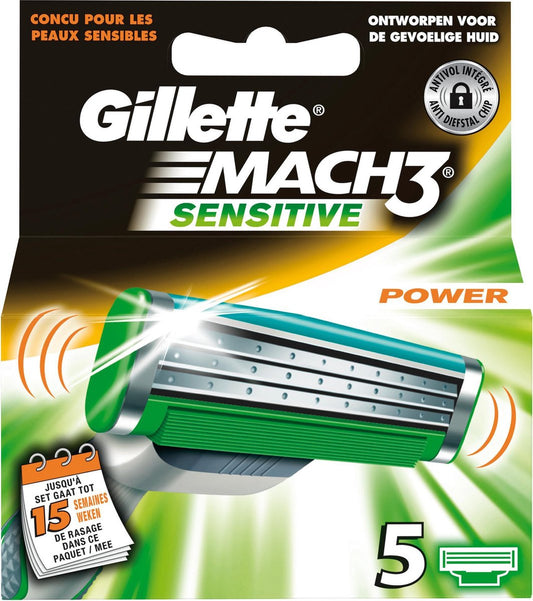 Gillette Mach3 Power Sensitive -5 stuks-scheermesjes