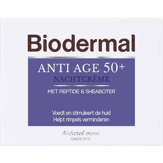 3x Biodermal Anti Age nachtcrème 50+ - met niacinamide & sheaboter - 50ml
